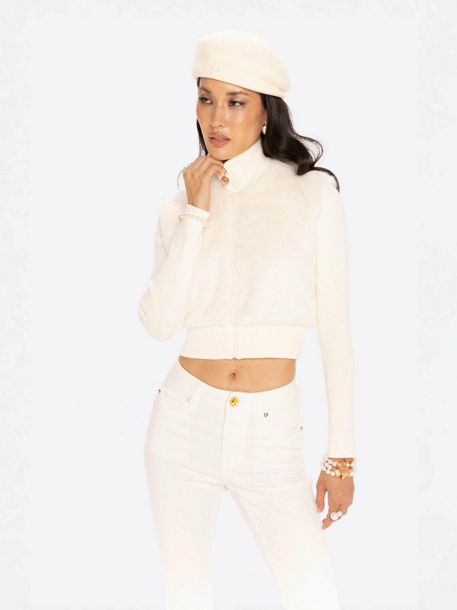 Hailey Knit Jacket: White Knit Jacket for Resort Brunch | Nana Jacqueline