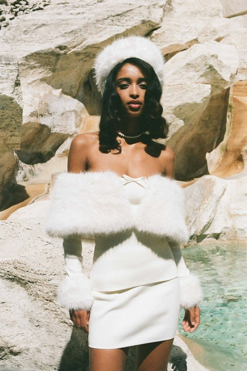 Nadine Skirt: White Mini Skirt for Engagement Party | Nana Jacqueline
