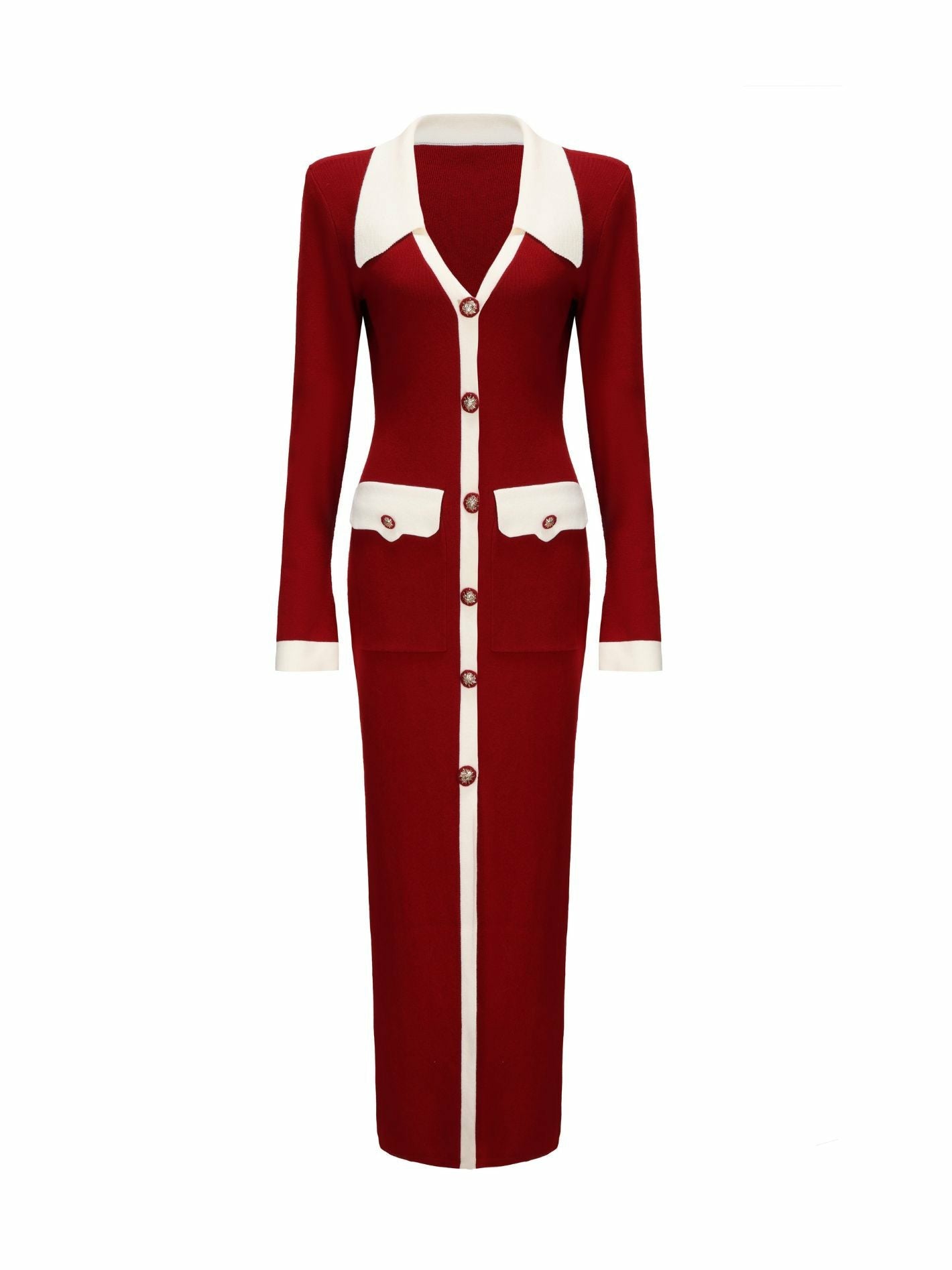 Felicity Long Knit Cardigan: Red Knit Cardigan for Holiday Party | Nana Jacqueline
