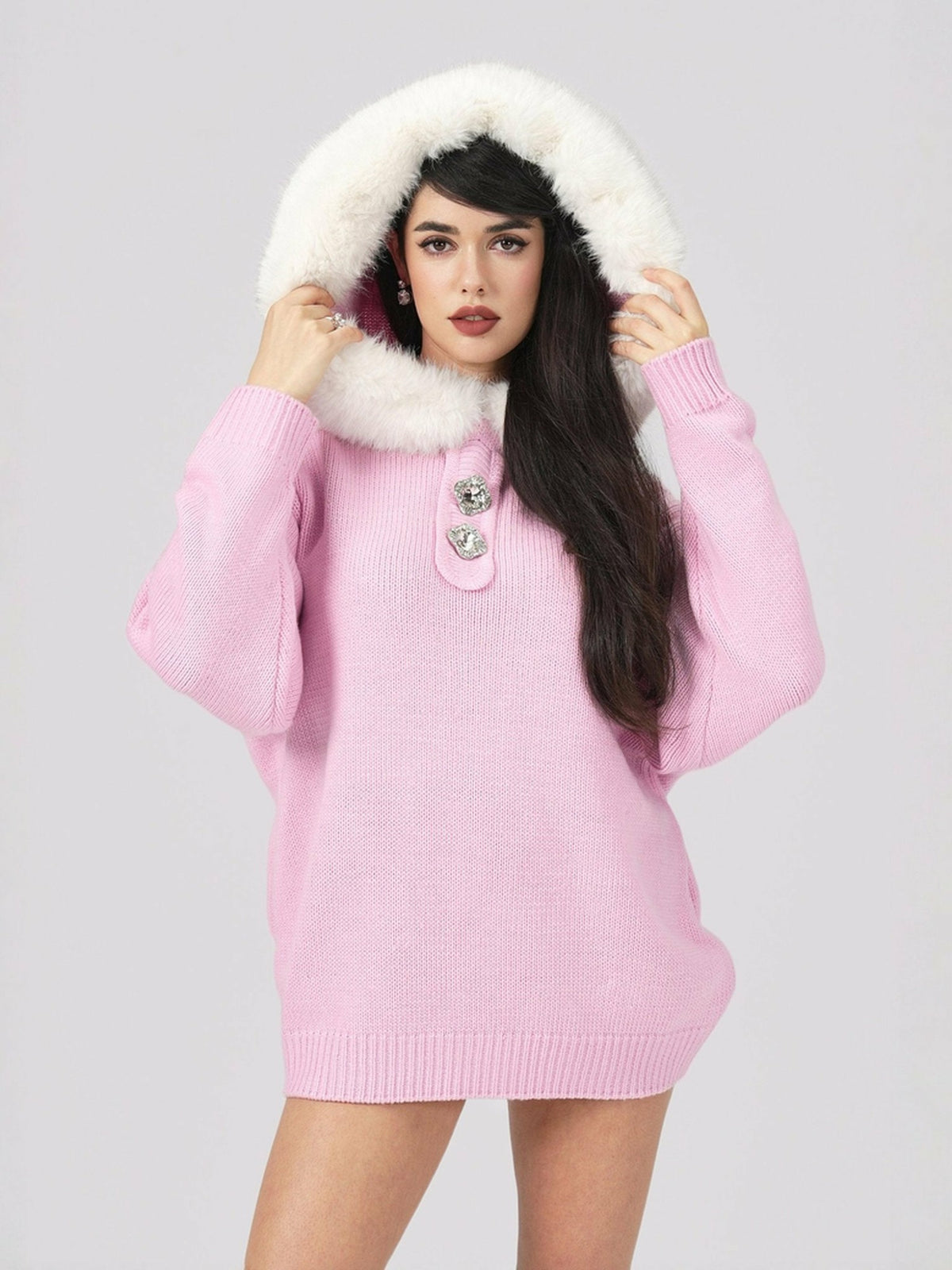 Ava Fur Sweatshirt: Pink Sweatshirt for Ski Trip | Nana Jacqueline