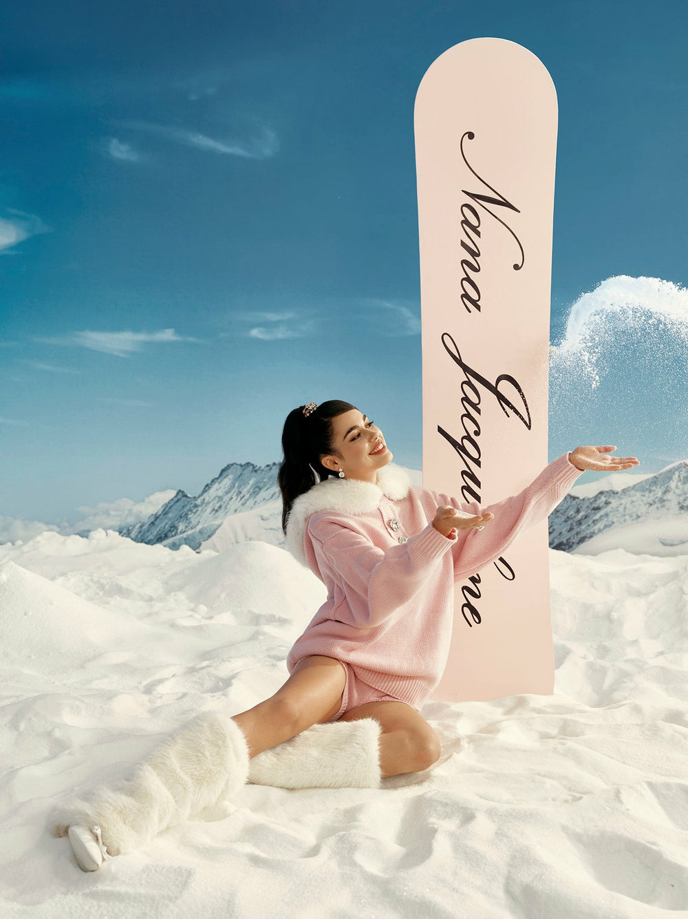 Ava Fur Sweatshirt: Pink Sweatshirt for Ski Trip | Nana Jacqueline