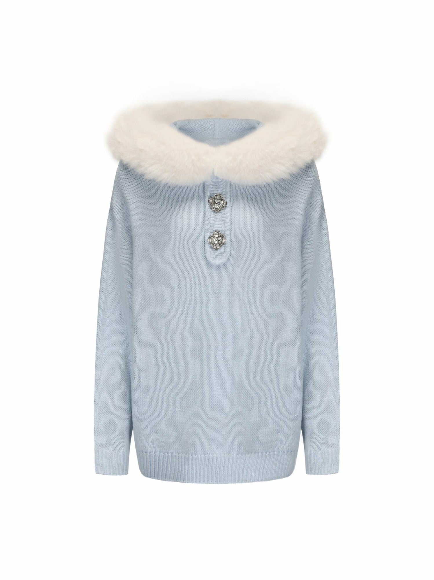 Ava Fur Sweatshirt: Blue Sweatshirt for Ski Resort | Nana Jacqueline
