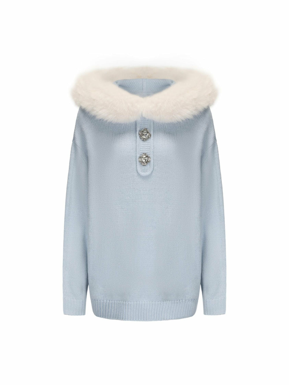 Ava Fur Sweatshirt: Blue Sweatshirt for Ski Resort | Nana Jacqueline