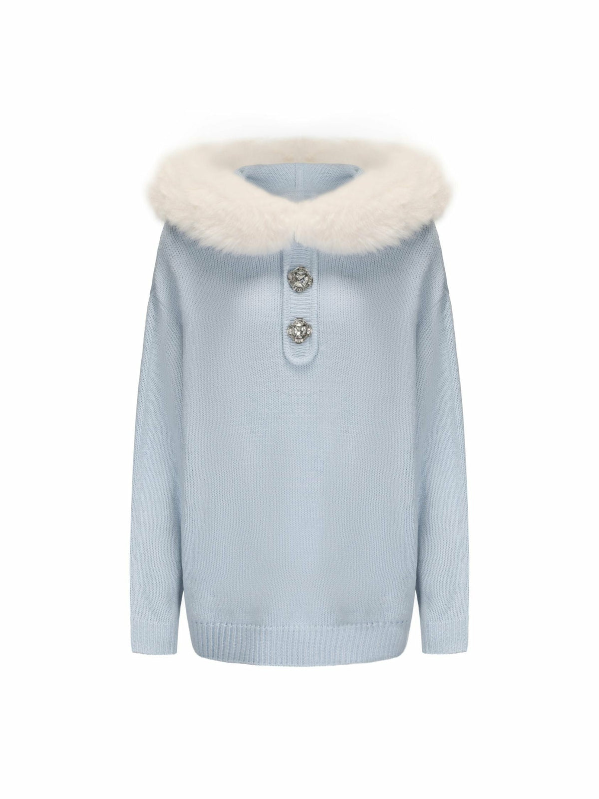 Ava Fur Sweatshirt: Blue Sweatshirt for Ski Resort | Nana Jacqueline