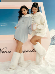 Ava Fur Sweatshirt: Blue Sweatshirt for Ski Resort | Nana Jacqueline