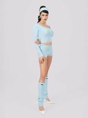 Holly Legwarmers: Blue Legwarmers for Resort Outfit | Nana Jacqueline
