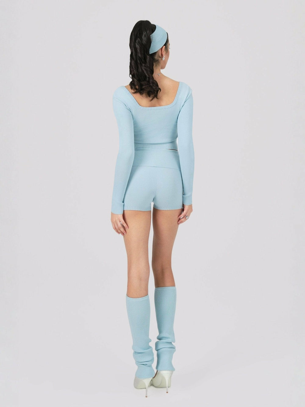Holly Legwarmers: Blue Legwarmers for Resort Outfit | Nana Jacqueline