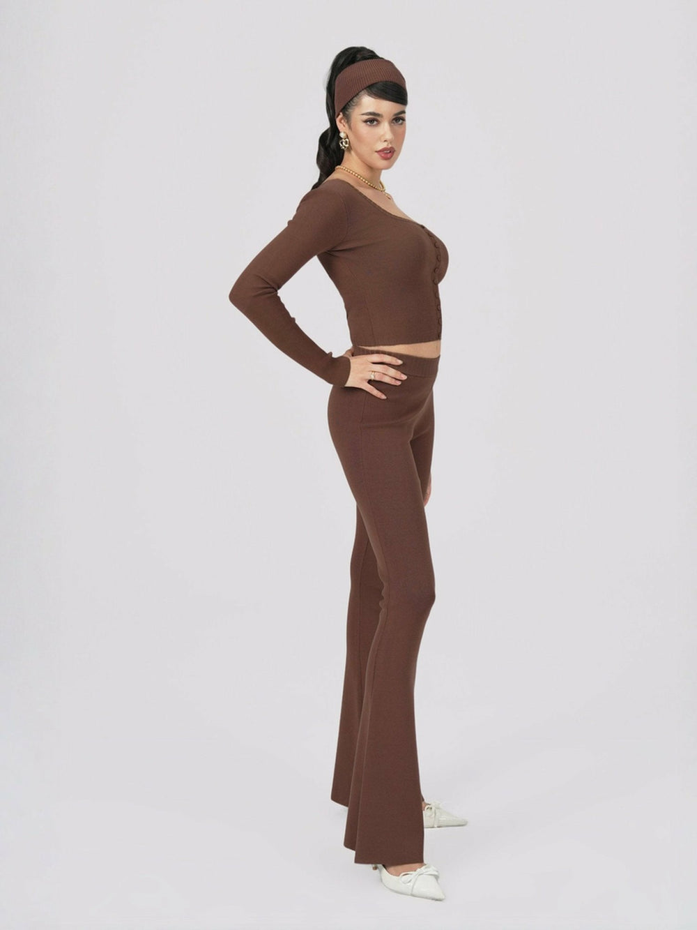 Holly Top: Brown Knit Top for Brunch | Nana Jacqueline