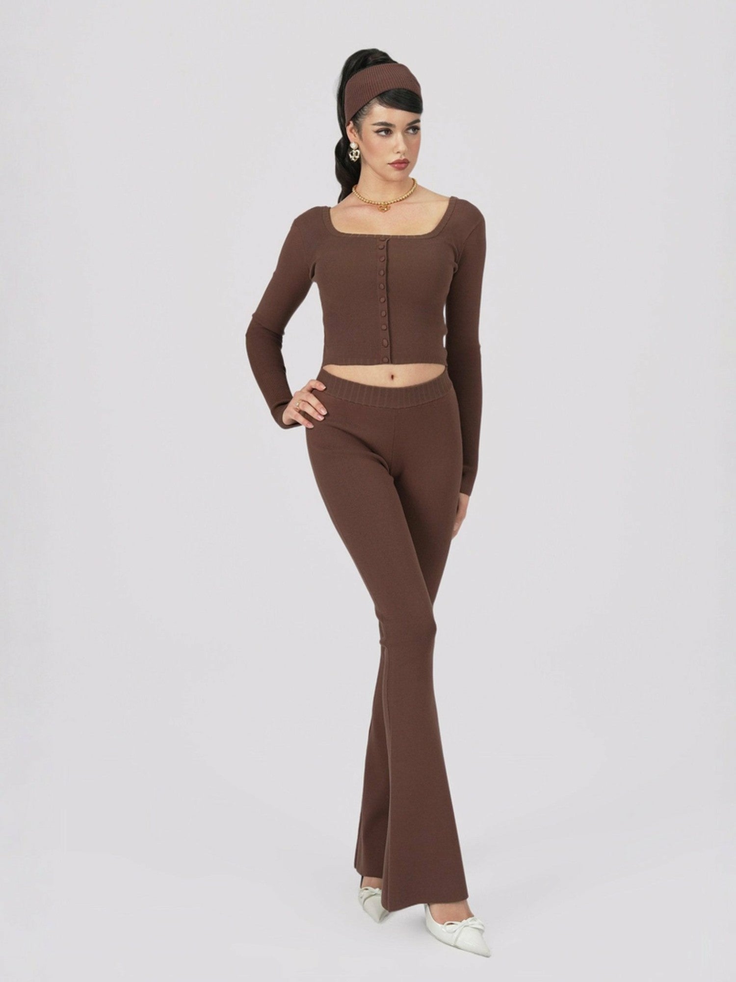 Holly Top: Brown Knit Top for Brunch | Nana Jacqueline