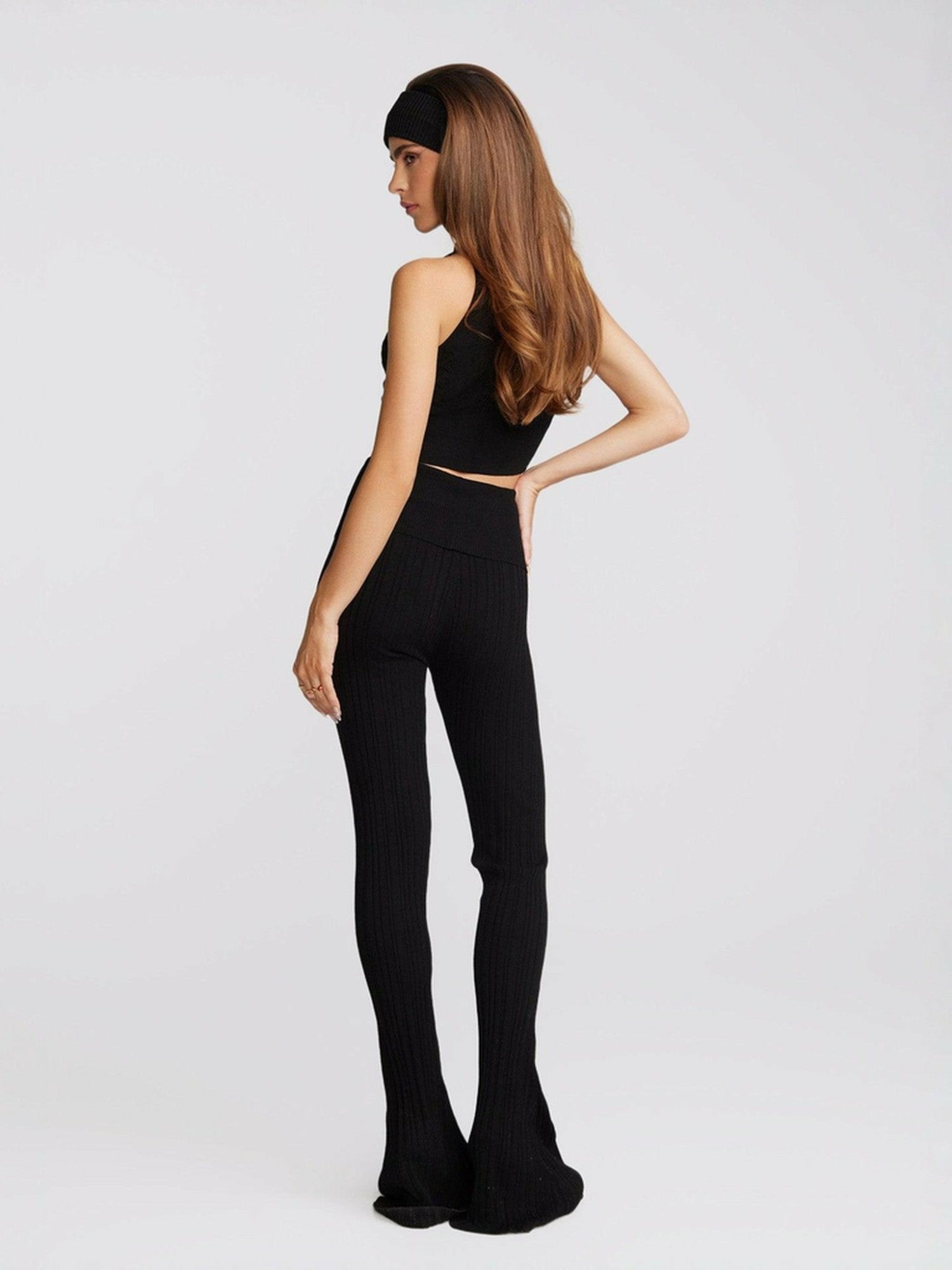 Janelle Knit Pants: Black Knit Pants for Resort Brunch | Nana Jacqueline