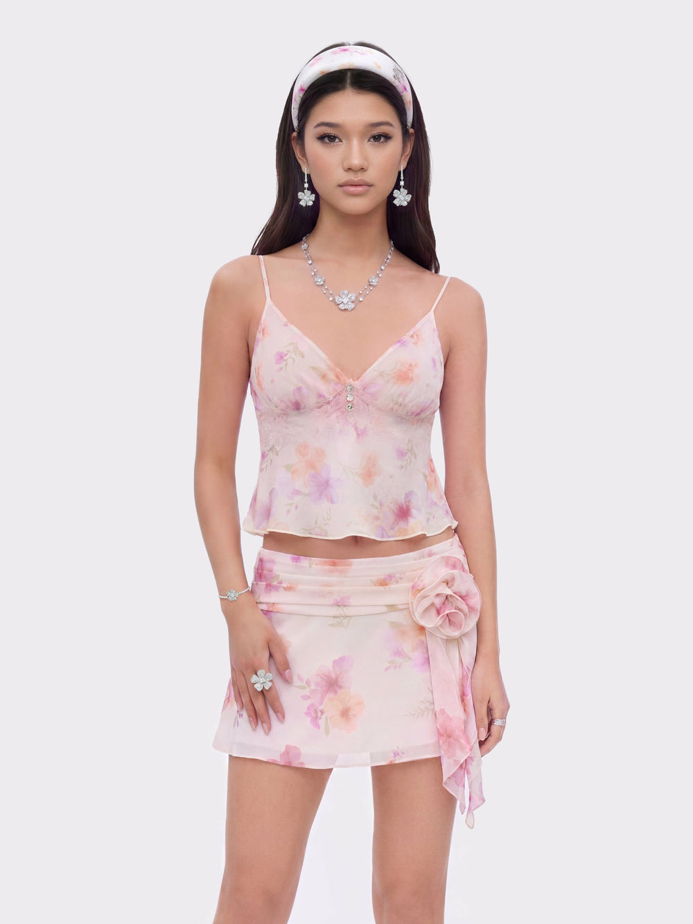 Ophelia Rosette Floral Ivory Skirt | Nana Jacqueline