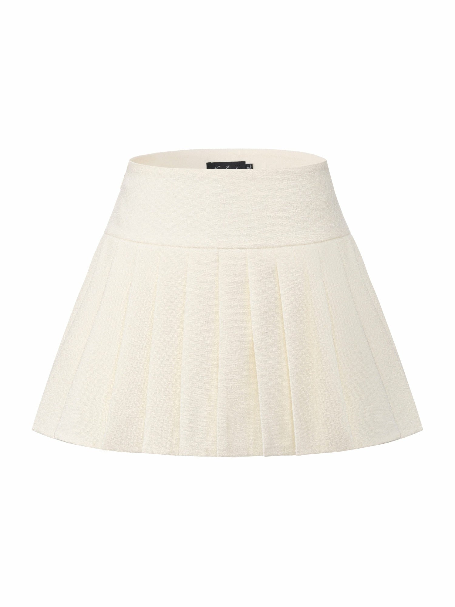 Camille Tailored Pleated White Mini Skirt: White Mini Skirt for Bridal Shower | Nana Jacqueline