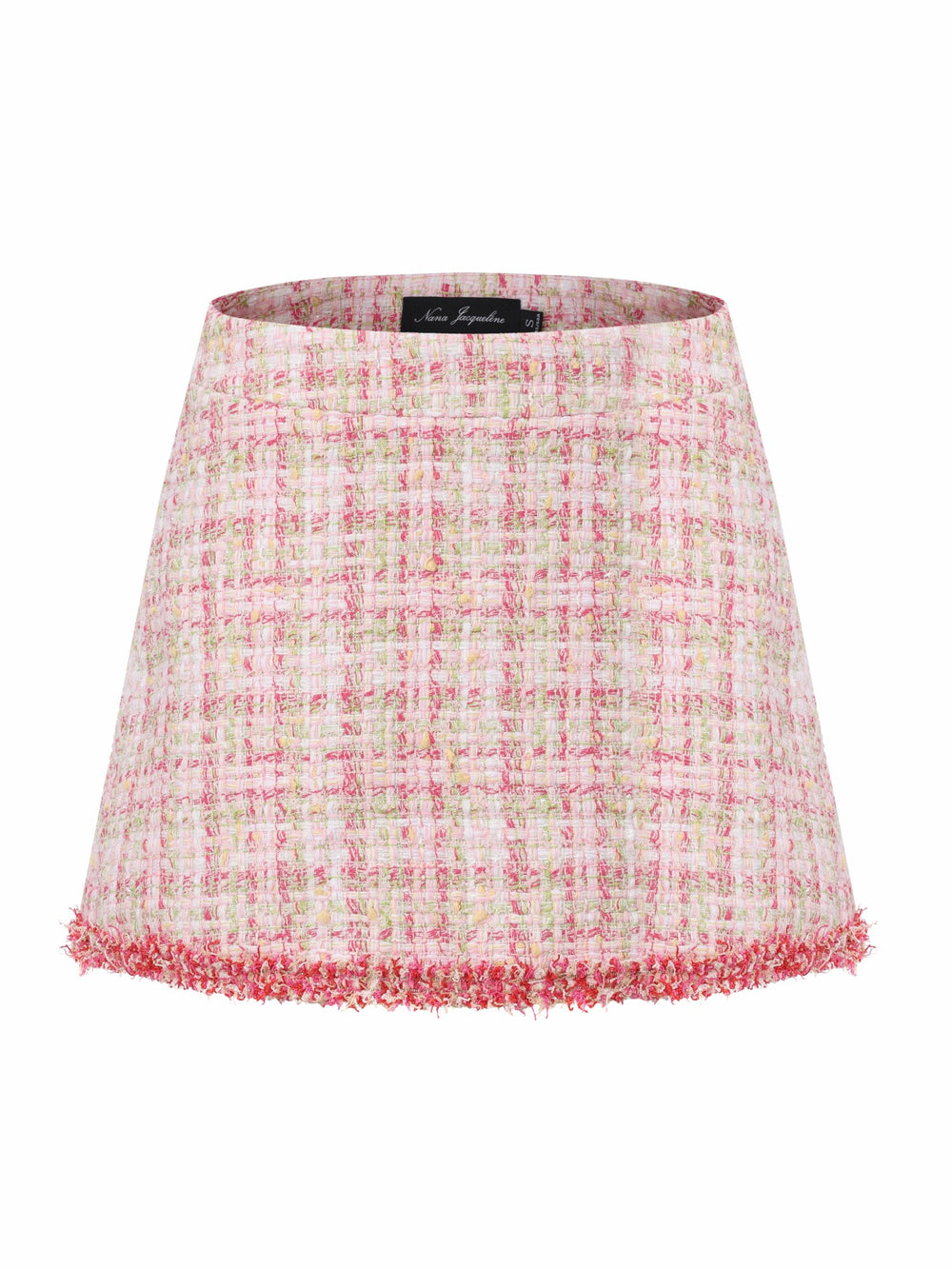 Bianca Metallic-Woven Tweed Pink A-Line Skirt | Nana Jacqueline