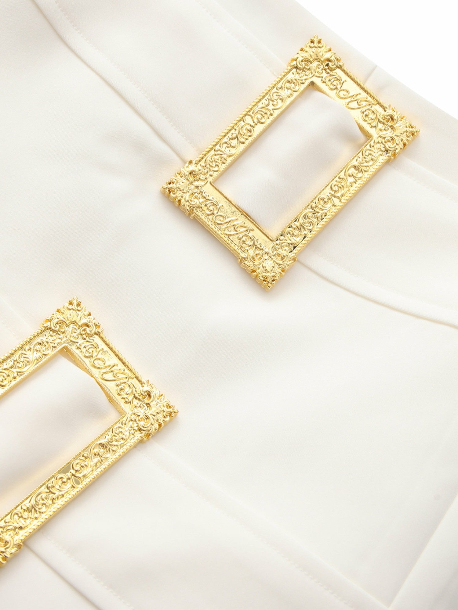 Lou Double-Belt Buckle White Skort | Nana Jacqueline