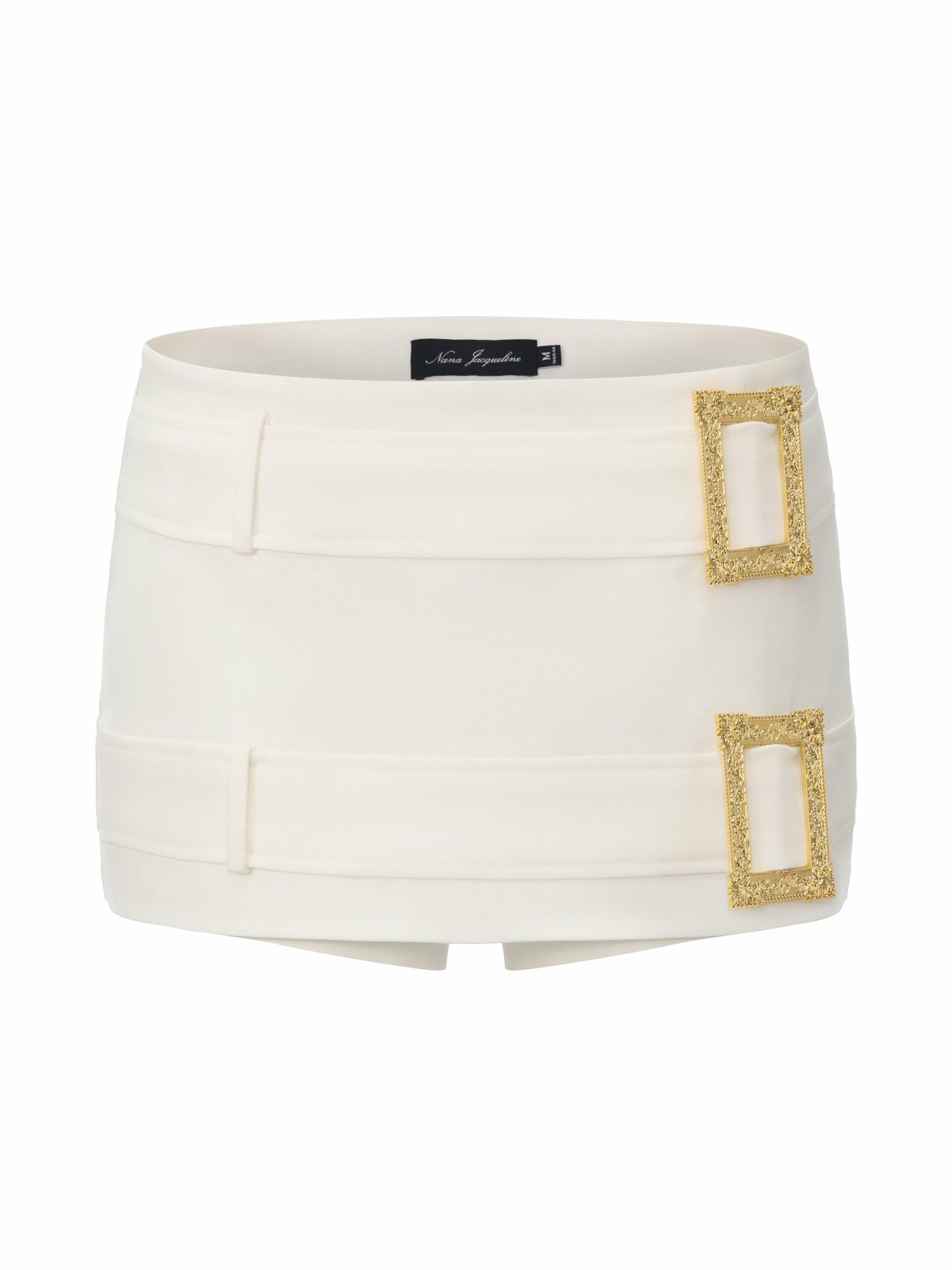 Lou Double-Belt Buckle White Skort | Nana Jacqueline
