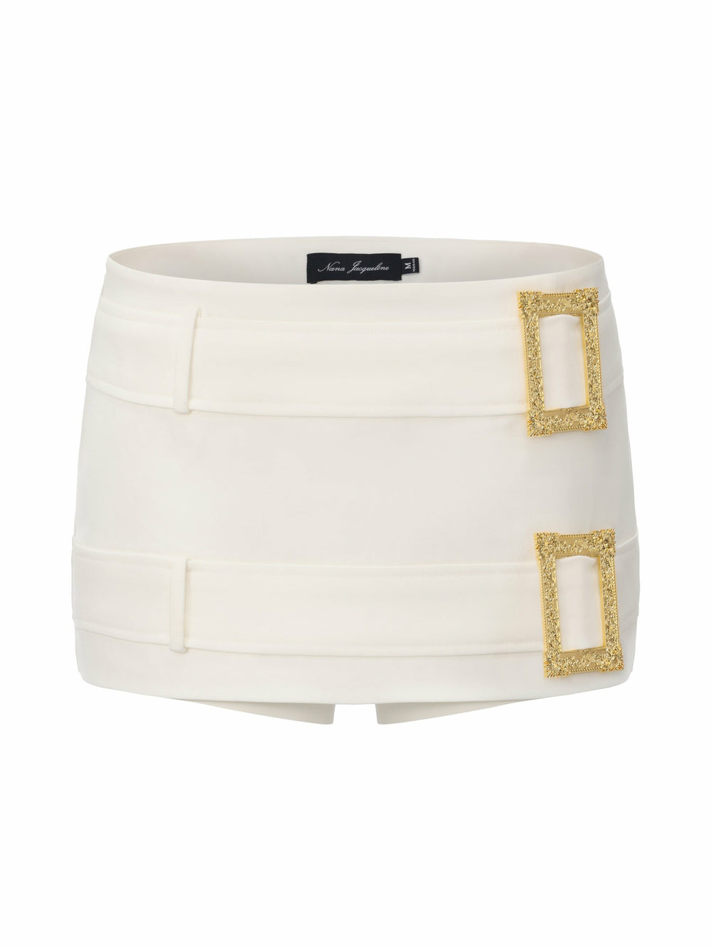 Lou Double-Belt Buckle White Skort | Nana Jacqueline