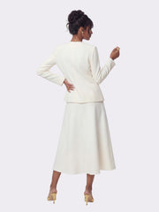 Natalia Tailored A-Line White Midi Skirt: White Midi Skirt for Bridal Shower | Nana Jacqueline