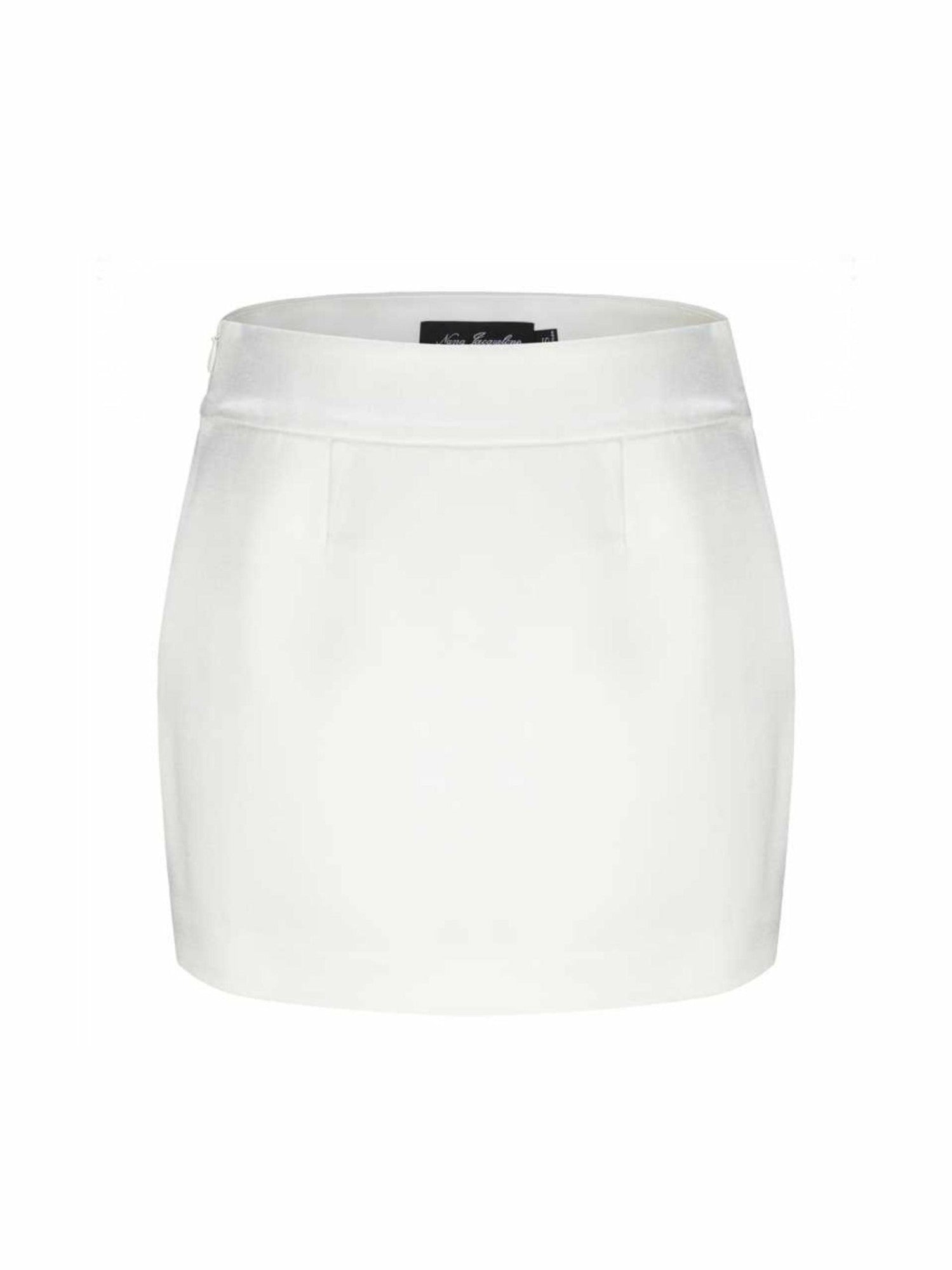 Emilia Satin Skirt: White Mini Skirt for Engagement Party | Nana Jacqueline