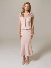 Belle Satin Skirt: Pink Midi Skirt for Garden Party | Nana Jacqueline