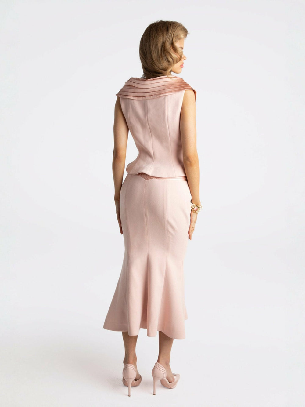 Belle Satin Skirt: Pink Midi Skirt for Garden Party | Nana Jacqueline
