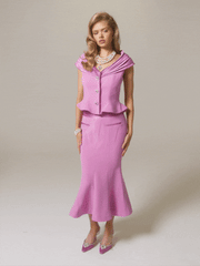Belle Satin Skirt: Pink Midi Skirt for Garden Party | Nana Jacqueline