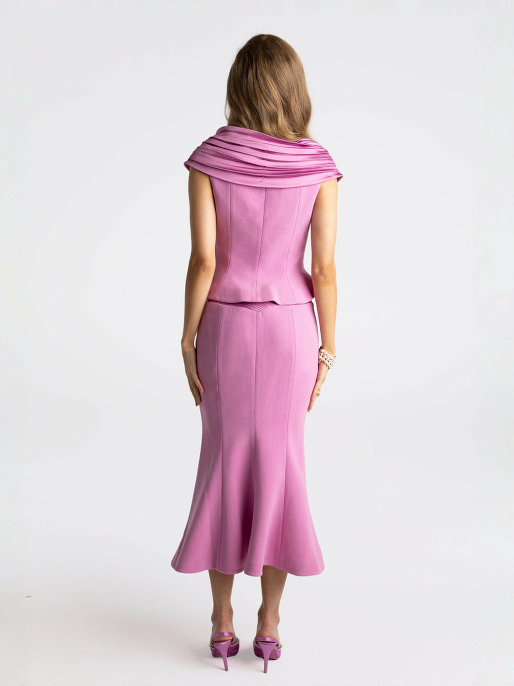 Belle Satin Skirt: Pink Midi Skirt for Garden Party | Nana Jacqueline