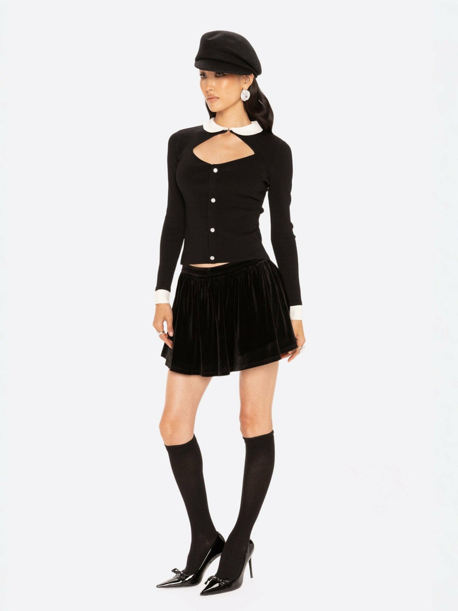 Isabellea Velvet Mini Skirt: Black Mini Skirt for Cocktail Party | Nana Jacqueline