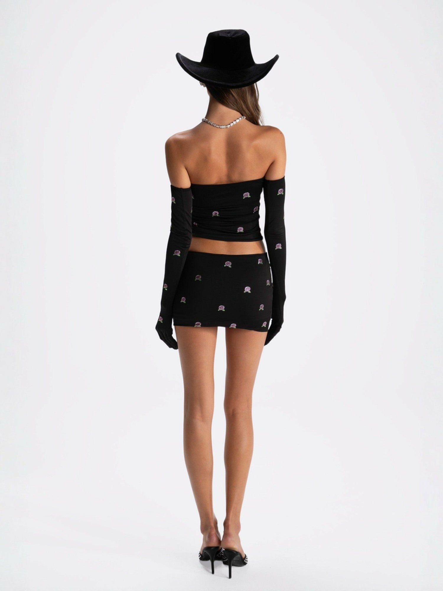 Rosana Embroidered Skirt: Black Mini Skirt for Date Night | Nana Jacqueline