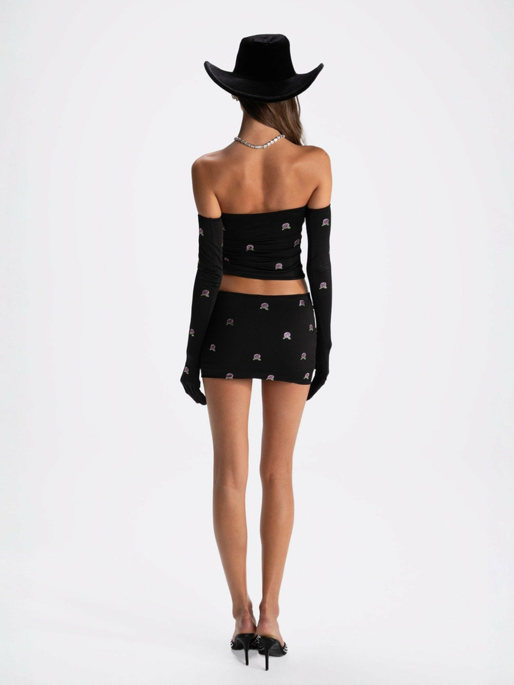 Rosana Embroidered Skirt: Black Mini Skirt for Date Night | Nana Jacqueline