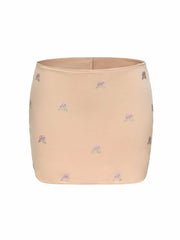 Rosana Embroidered Skirt: Tan Mini Skirt for Date Night | Nana Jacqueline