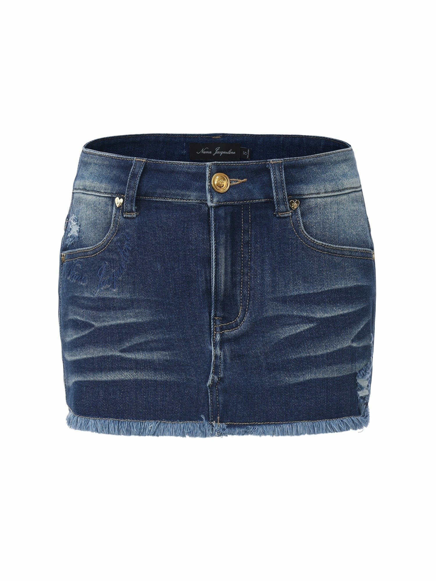 Dark Blue Low-Rise Stretch Denim Mini Skirt | Nana Jacqueline