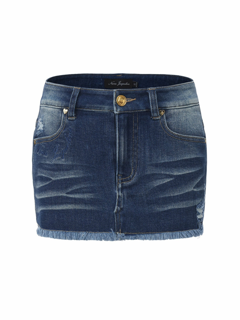 Dark Blue Low-Rise Stretch Denim Mini Skirt | Nana Jacqueline