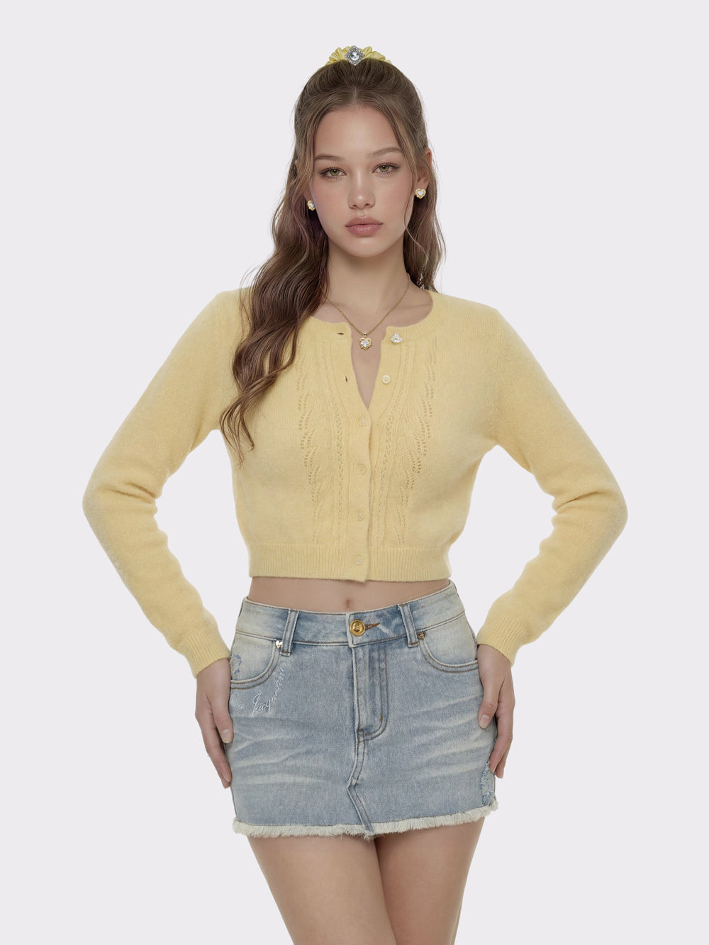 Light Blue Low-Rise Stretch Denim Mini Skirt | Nana Jacqueline