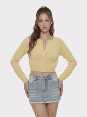 Light Blue Low-Rise Stretch Denim Mini Skirt | Nana Jacqueline