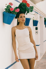 Selena Skirt: Beige Mini Skirt for Brunch | Nana Jacqueline