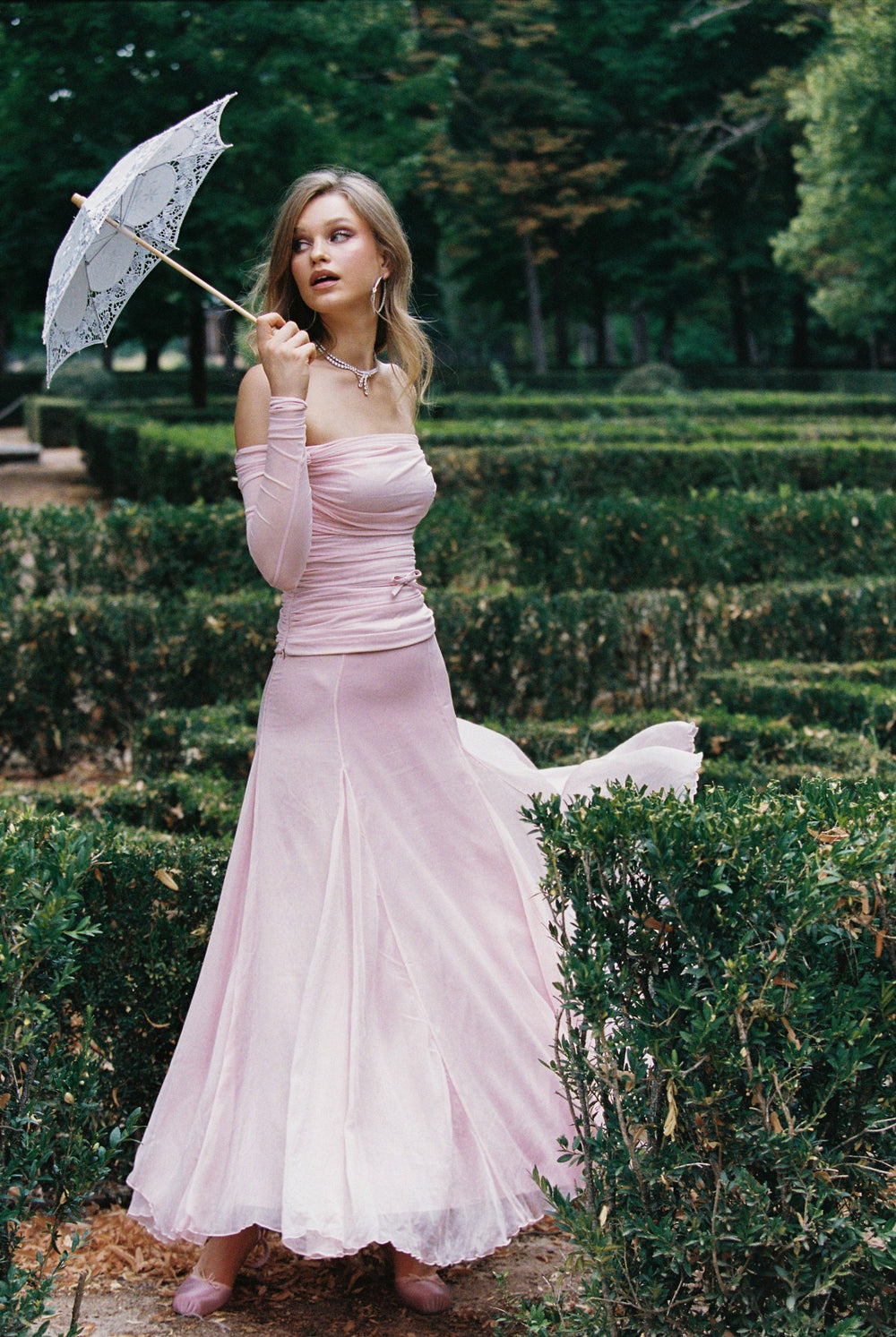 Valencia Skirt: Pink Maxi Skirt for Garden Party | Nana Jacqueline