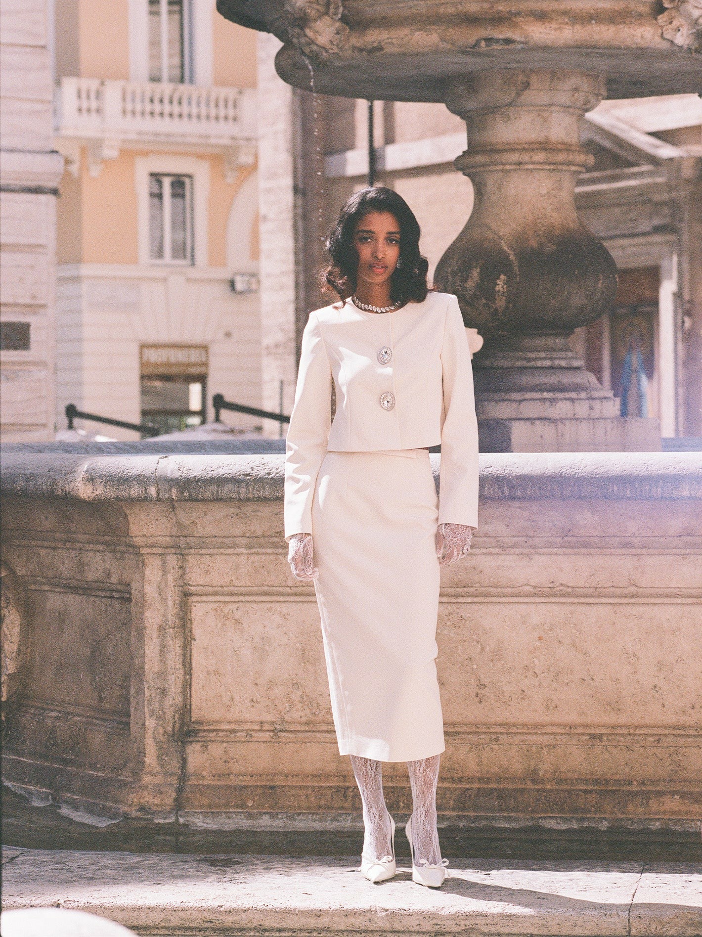 Claira Skirt: Off-White Midi Skirt for Bridal Shower | Nana Jacqueline