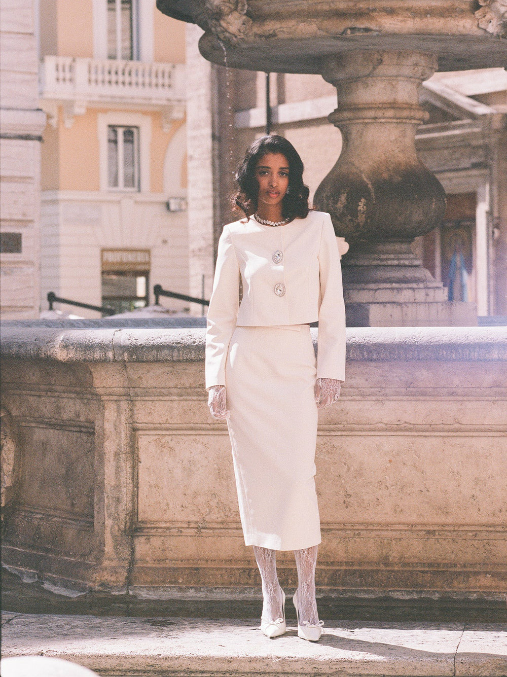 Claira Skirt: Off-White Midi Skirt for Bridal Shower | Nana Jacqueline