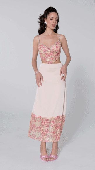 Mia Skirt: Pink Midi Skirt for Garden Party | Nana Jacqueline