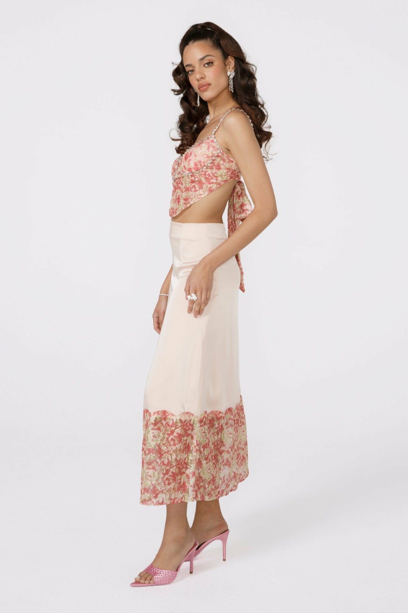 Mia Skirt: Pink Midi Skirt for Garden Party | Nana Jacqueline