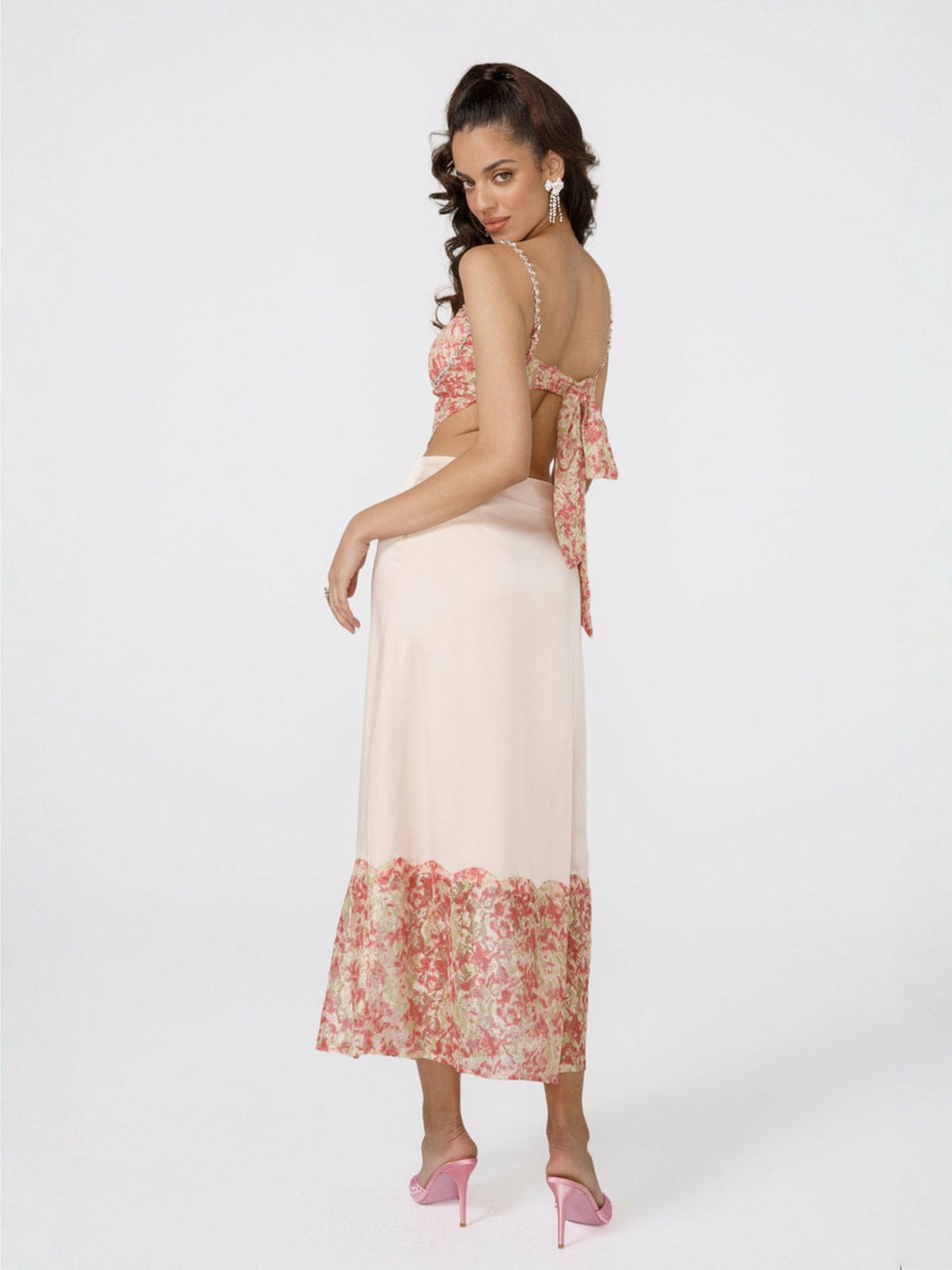 Mia Skirt: Pink Midi Skirt for Garden Party | Nana Jacqueline