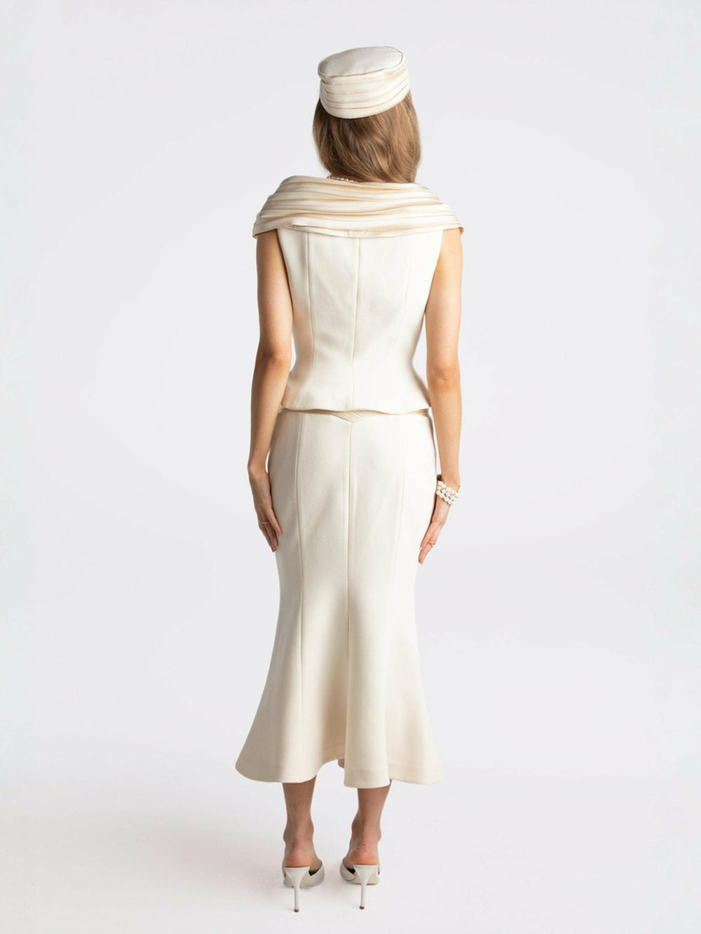 Belle Satin Skirt: Beige Midi Skirt for Rehearsal Dinner | Nana Jacqueline