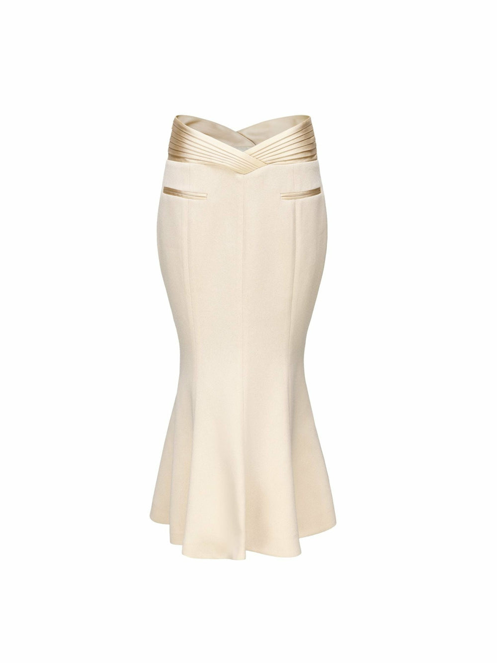 Belle Satin Skirt: Beige Midi Skirt for Rehearsal Dinner | Nana Jacqueline