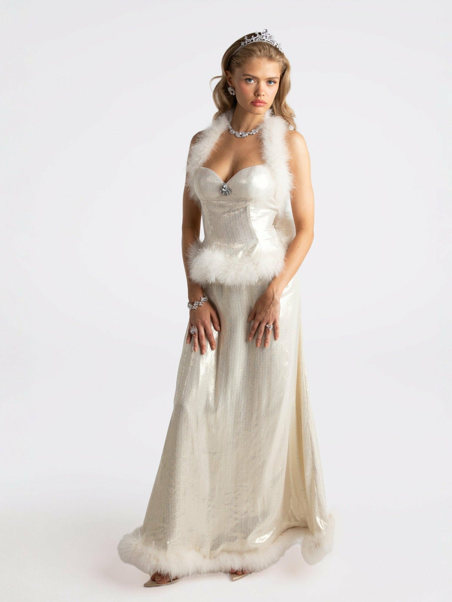 Christina Velvet Skirt: White Skirt for Engagement Party | Nana Jacqueline