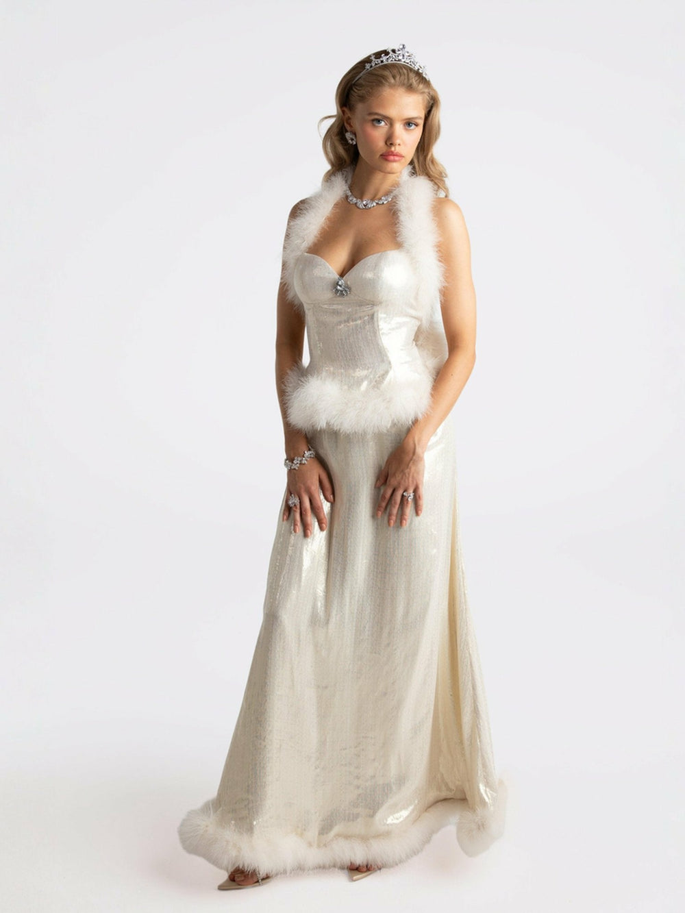 Christina Velvet Skirt: White Skirt for Engagement Party | Nana Jacqueline
