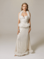 Christina Velvet Skirt: White Skirt for Engagement Party | Nana Jacqueline