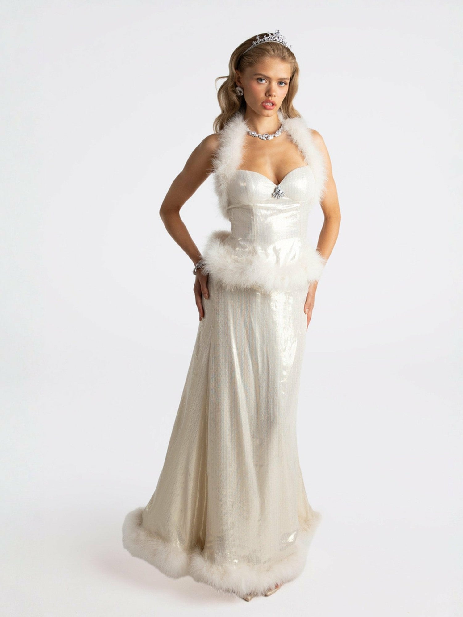 Christina Velvet Skirt: White Skirt for Engagement Party | Nana Jacqueline