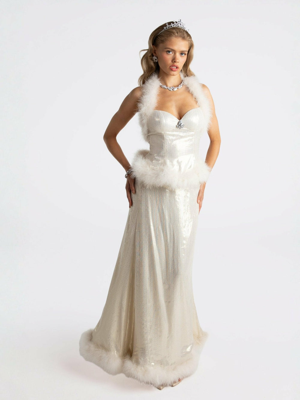 Christina Velvet Skirt: White Skirt for Engagement Party | Nana Jacqueline