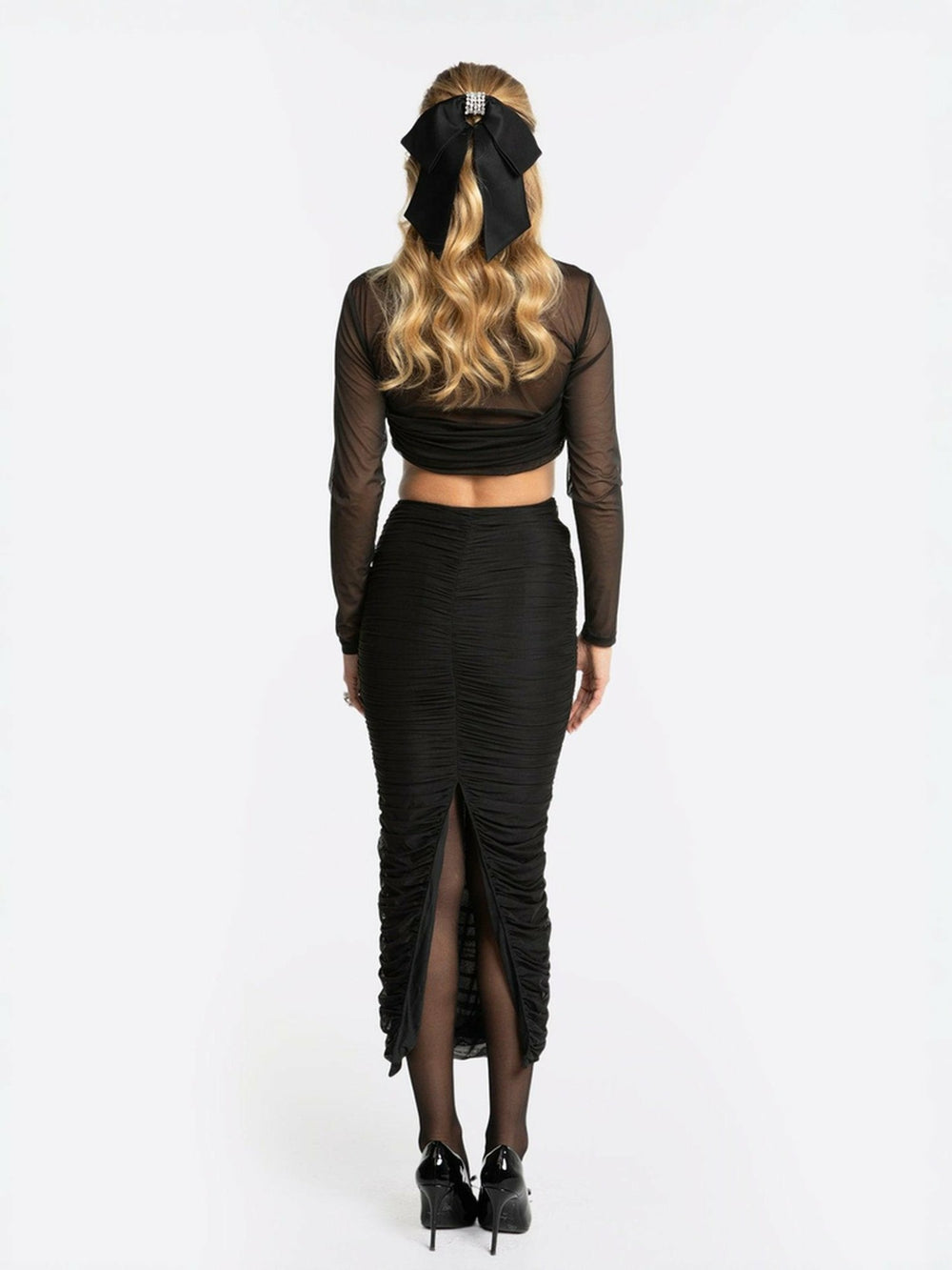 Pia Mesh Skirt: Black Midi Skirt for Date Night | Nana Jacqueline