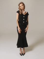 Belle Satin Skirt: Black Midi Skirt for Cocktail Party | Nana Jacqueline
